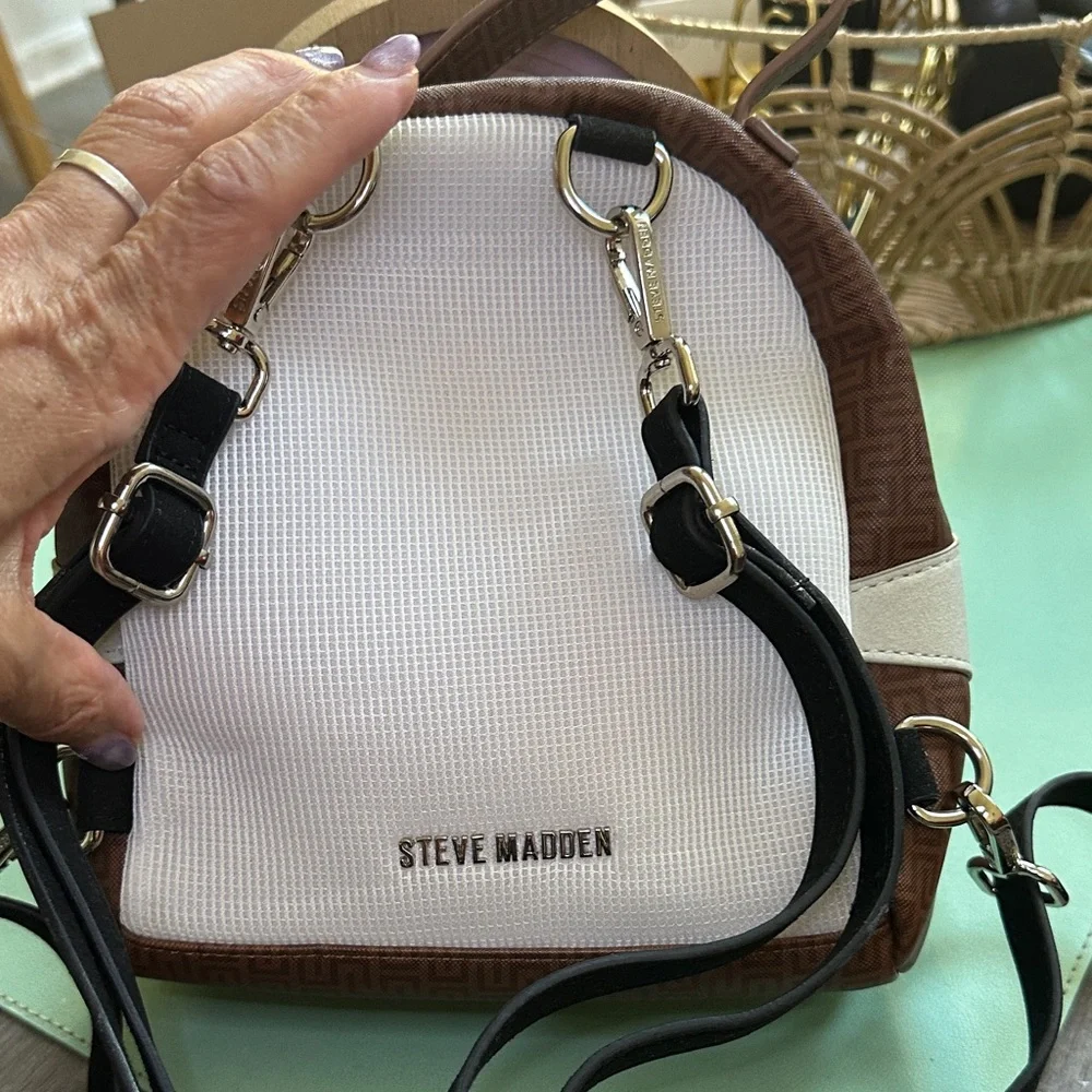 Brown and Cream Women's Backpack